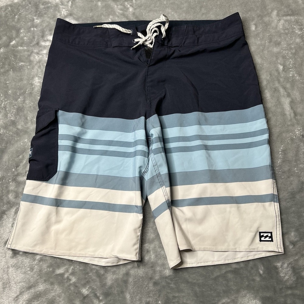 Billabong Shorts Men Size 32 RECYCLER ALL DAY Stripes Boardshorts Swim Trunks